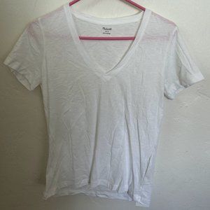 White V Neck T Shirt